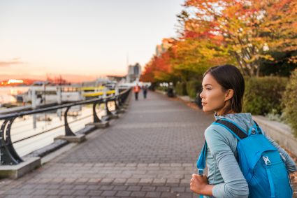 A female student in Vancouver during autumn