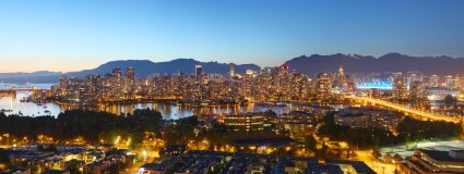 A nighttime view of Vancouver